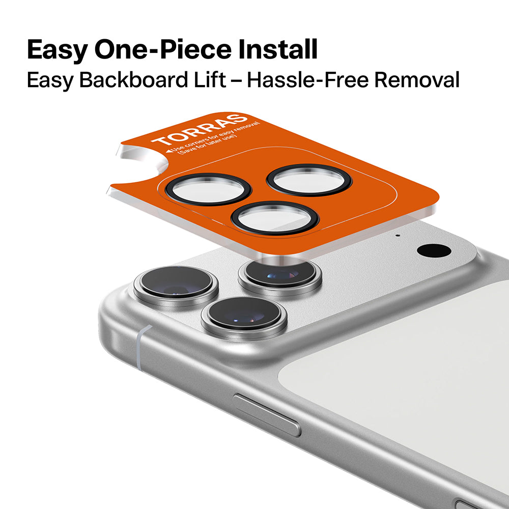 Protector de cámara trasera Torras Lensguard para Apple iPhone 17 Pro Max / 17 Pro, vidrio templado, naranja
