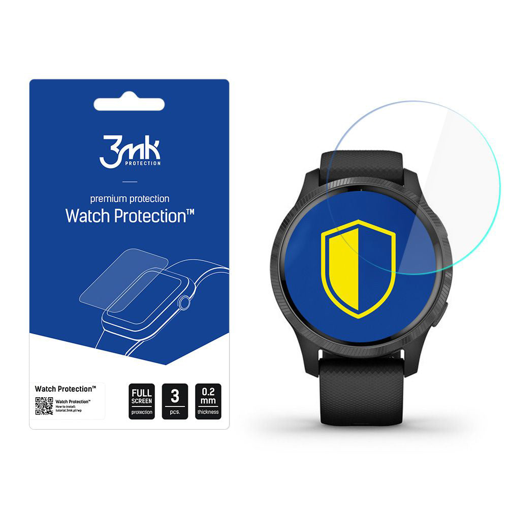 Protector de pantalla 3MK Arc para Garmin Venu 2S, Set de 3 piezas, Plástico