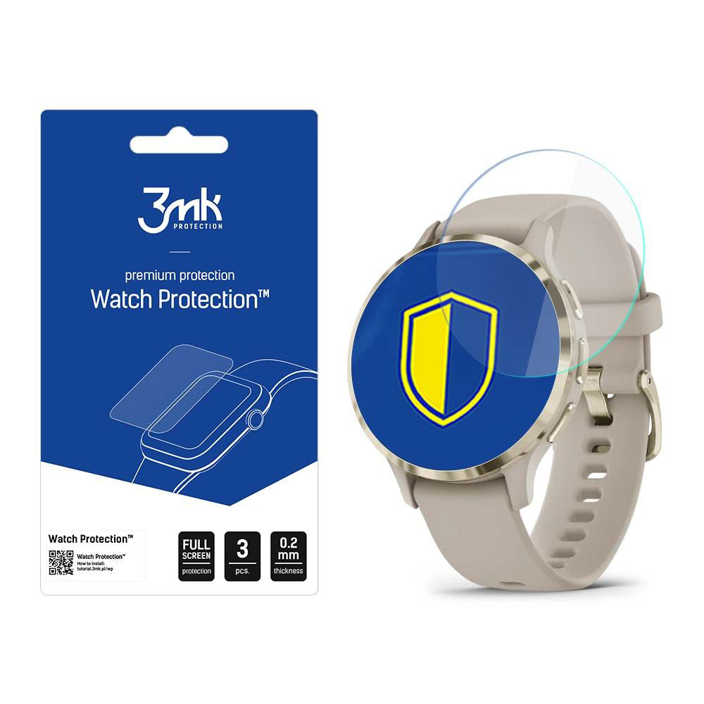 Protector de pantalla 3MK Arc para Garmin Venu 3S, Set de 3 piezas, Plástico