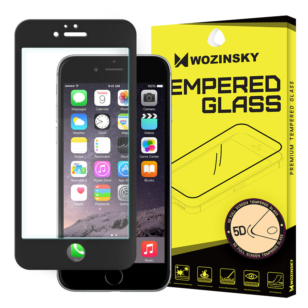 Protector de pantalla WZK para Apple iPhone SE (2022) / SE (2020) / 8, Vidrio templado, Full Glue, 5D, Negro