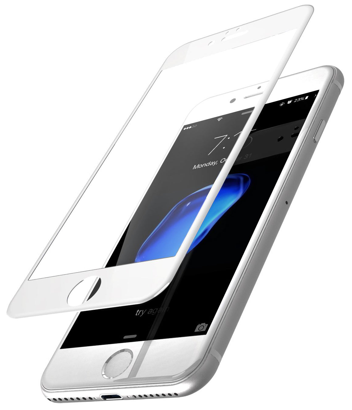 Protector de pantalla OEM para Apple iPhone SE (2022) / SE (2020) / 8, Cristal Templado, Adhesivo Completo, 5D, Blanco
