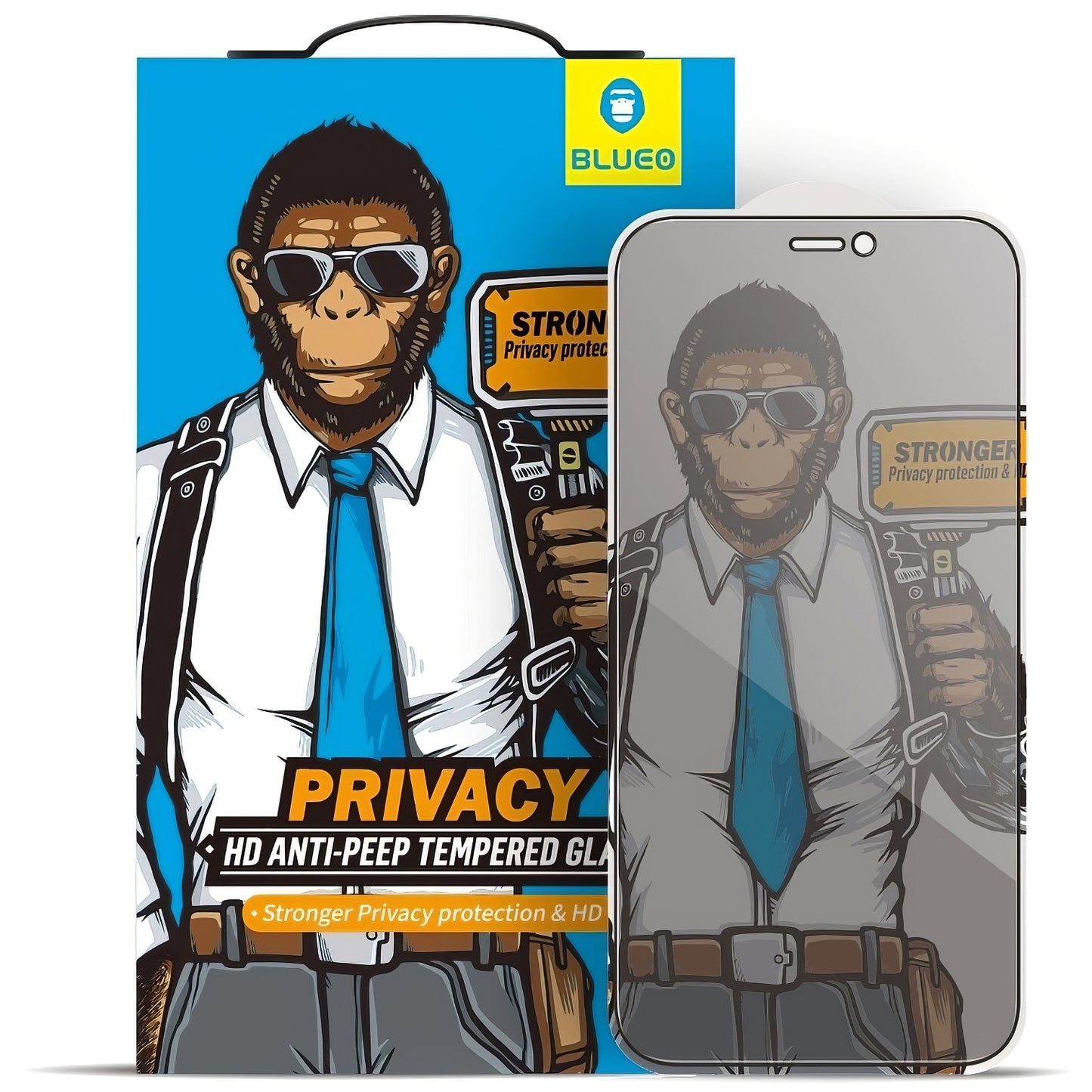 Protector de pantalla Privacy Blueo para Apple iPhone 17e / 16e / 14 / 13 Pro, Cristal Templado, Adhesivo Completo, 5D