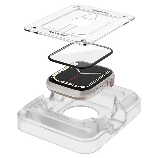 Protector de Pantalla Spigen ProFlex EZ FIT para Apple Watch 9 / 8 / 7 Serie de 45mm, Set de 2 piezas, Cristal Flexible, Negro AFL04051