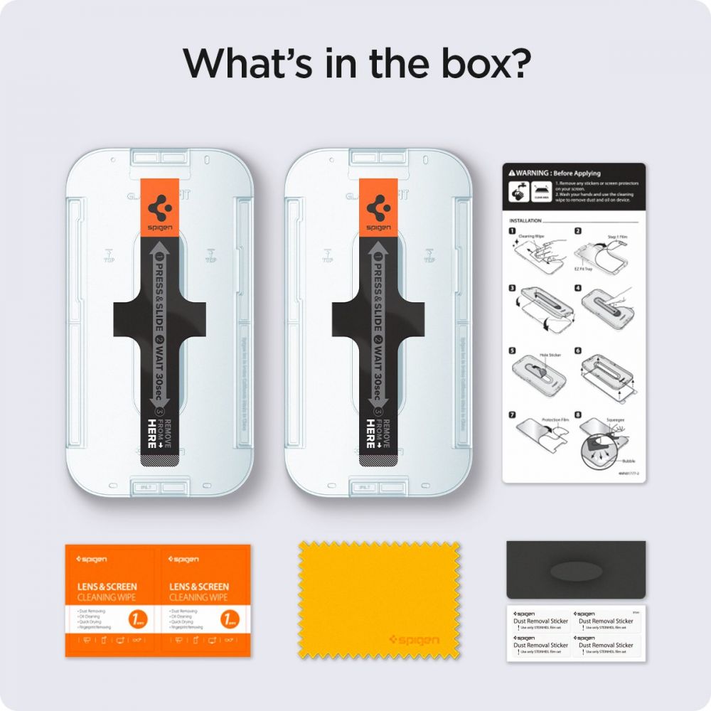 Protector de pantalla Privacy Spigen GlastR EZ FIT para Apple iPhone 14 Plus / 13 Pro Max, Cristal Templado, Adhesivo Completo, Set de 2 piezas