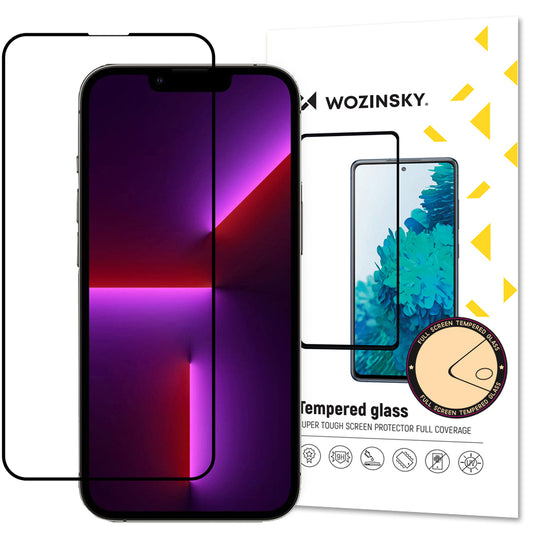 WZK Protector de Pantalla para Apple iPhone 14 Plus / 13 Pro Max, Cristal Protegido, Pegado Completo, Negro