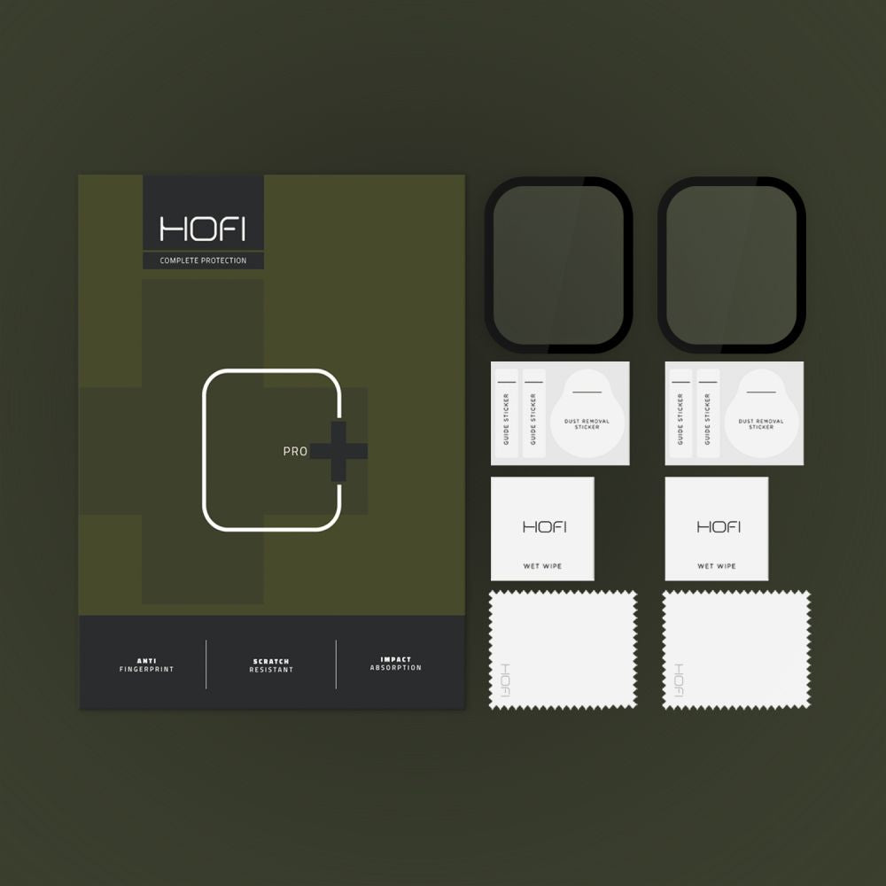 Película protectora HOFI Hybrid PRO+ para Apple Watch 45mm Series, Juego de 2 piezas, Plástico, Negro