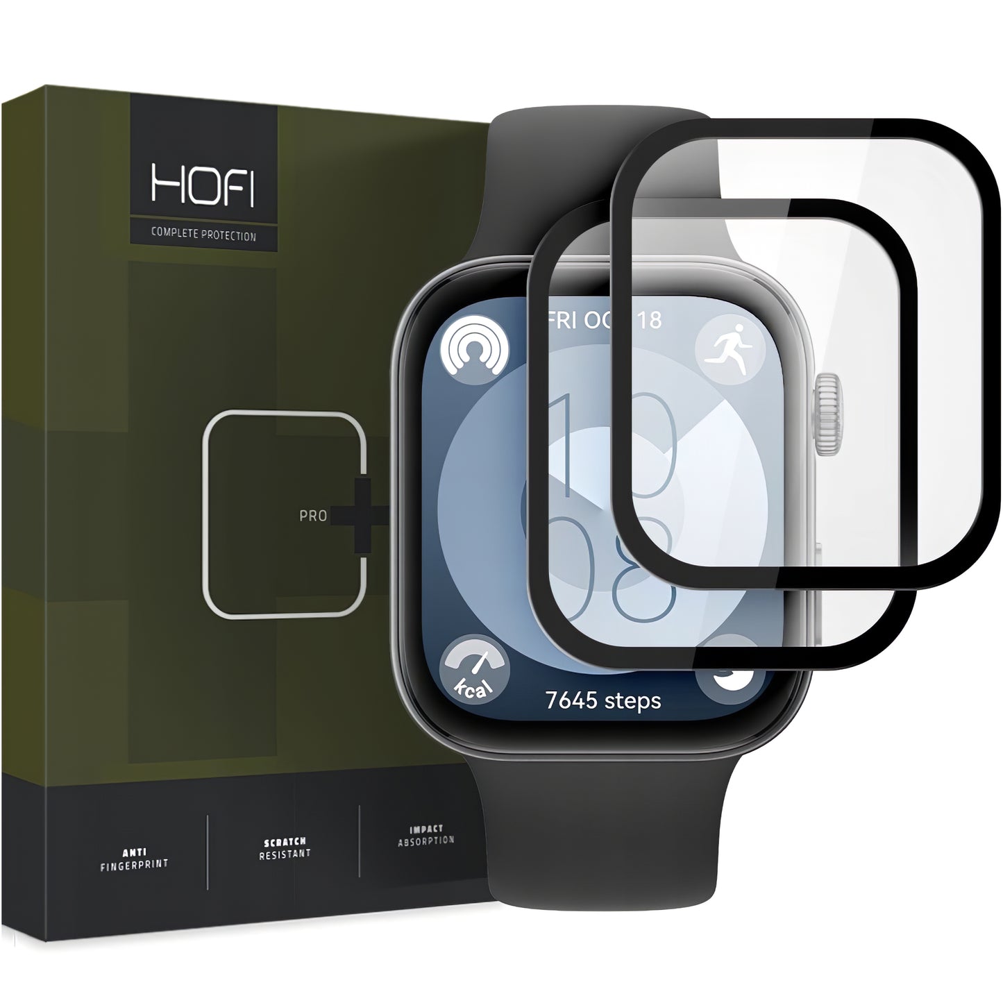 Funda protectora HOFI Hybrid PRO+ para Huawei Watch Fit 3, Juego 2 piezas, Plástico, Negro