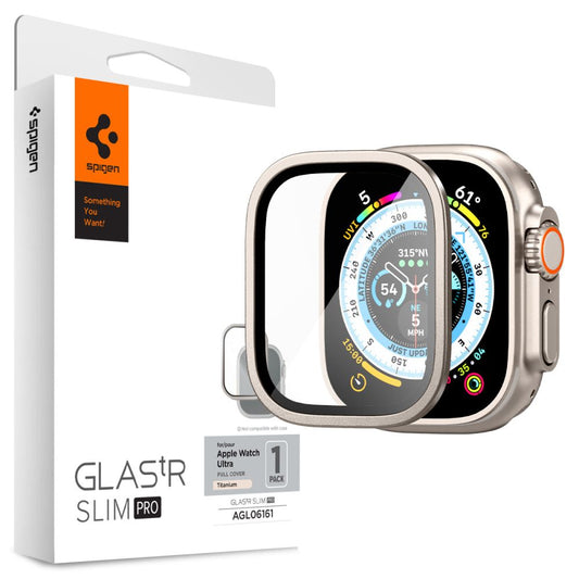 Spigen GLAStR Slim Pro Titanio para Apple Watch Ultra Series, Película protectora, Cristal, Protegido AGL06161