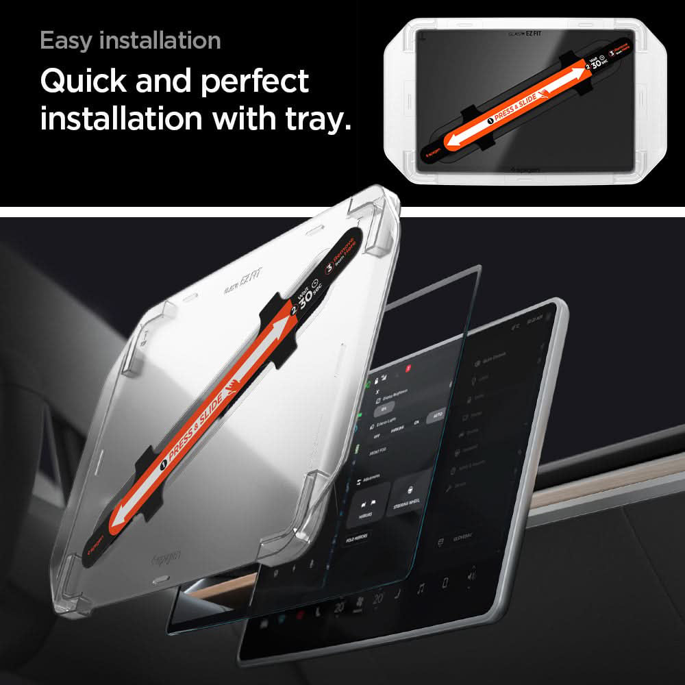 Protector de pantalla Spigen GlastR EZ FIT Anti-Glare FC para navegador Tesla Y (2026 / 2025) / 3 (2026 / 2025 / 2024), vidrio templado AGL07152