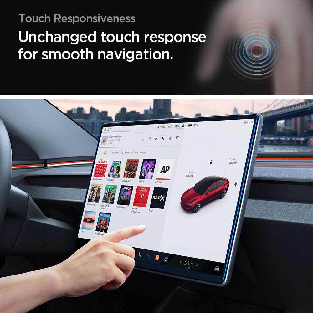 Protector de pantalla Spigen GlastR EZ FIT Anti-Glare FC para navegador Tesla Y (2026 / 2025) / 3 (2026 / 2025 / 2024), vidrio templado AGL07152