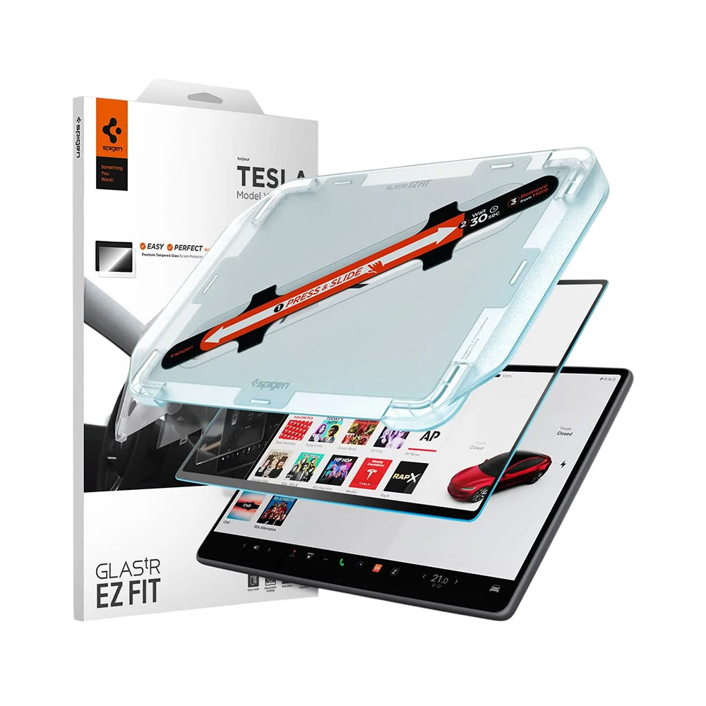 Protector de pantalla Spigen GlastR EZ FIT Anti-Glare FC para navegador Tesla Y (2026 / 2025) / 3 (2026 / 2025 / 2024), vidrio templado AGL07152