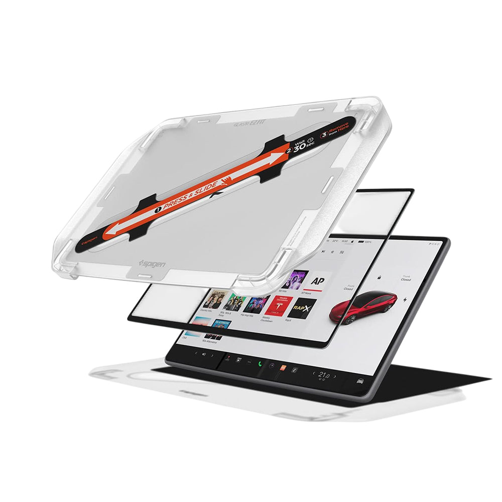Protector de pantalla Spigen GlastR EZ FIT para Navegación Tesla Y (2026 / 2025) / 3 (2026 / 2025 / 2024), Vidrio Templado AGL10654
