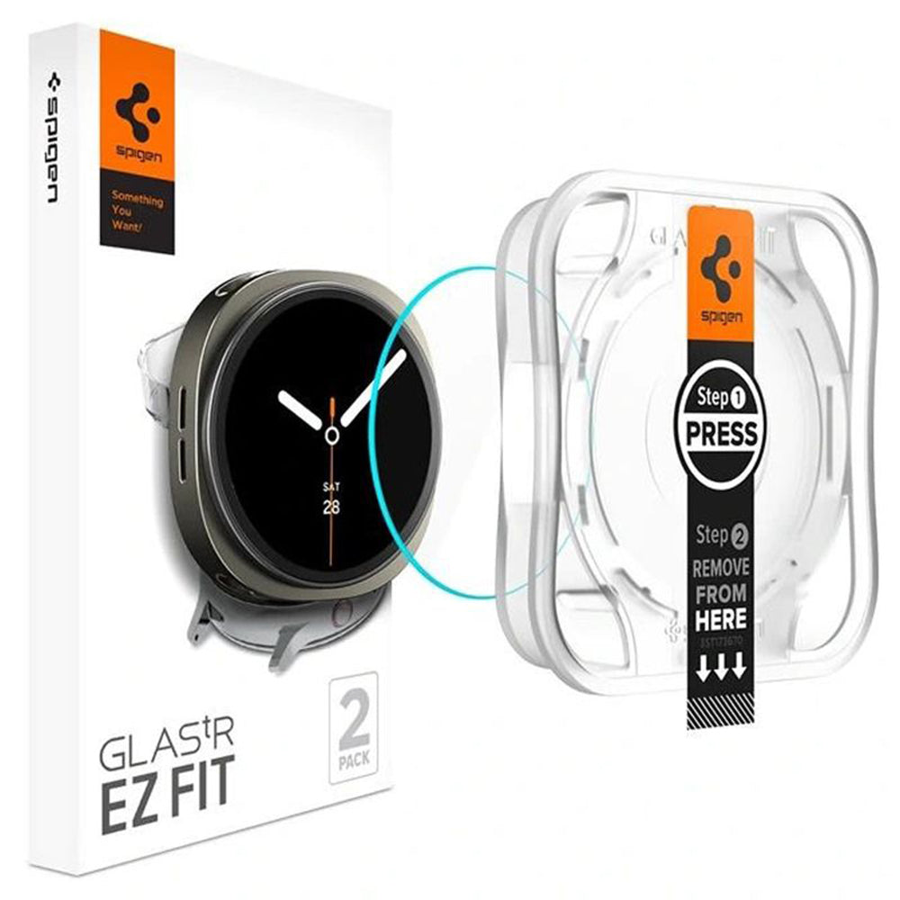 Protector de Pantalla Spigen GlastR EZ FIT para Samsung Galaxy Watch8 40mm, Set de 2 piezas, Cristal Templado AGL09876