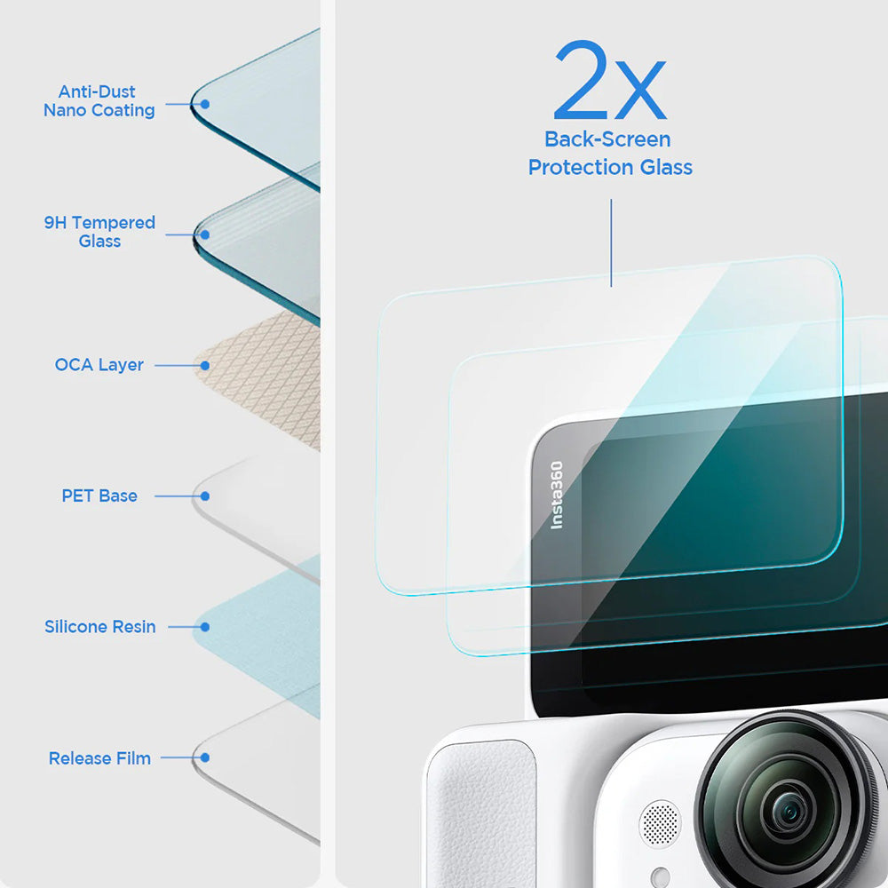 Protector de Pantalla Spigen GlastR Slim para Insta360 Go Ultra, Cristal Templado, Set de 2 piezas AGL11171