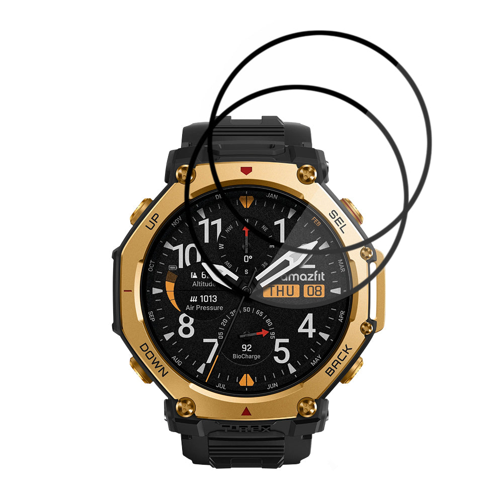 Folie Protección Techsuit Nano Flex para Amazfit T-Rex 3 Pro 48mm, Set 2 piezas, Plástico, Negra