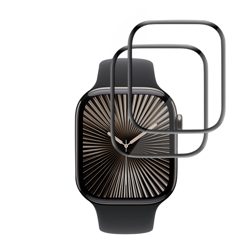 Folie de Protección Techsuit Nano Flex para Apple Watch Series 10 / 11 42mm, Set de 2 piezas, Plástico, Negra