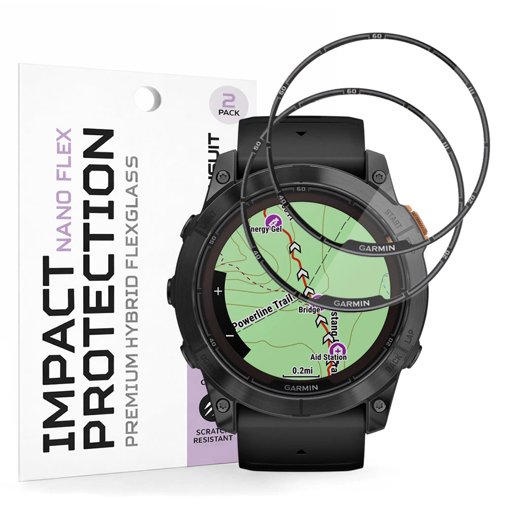 Folie de Protección Techsuit Nano Flex para Garmin Fenix 7X Pro Solar, Set de 2 piezas, Plástico, Negra