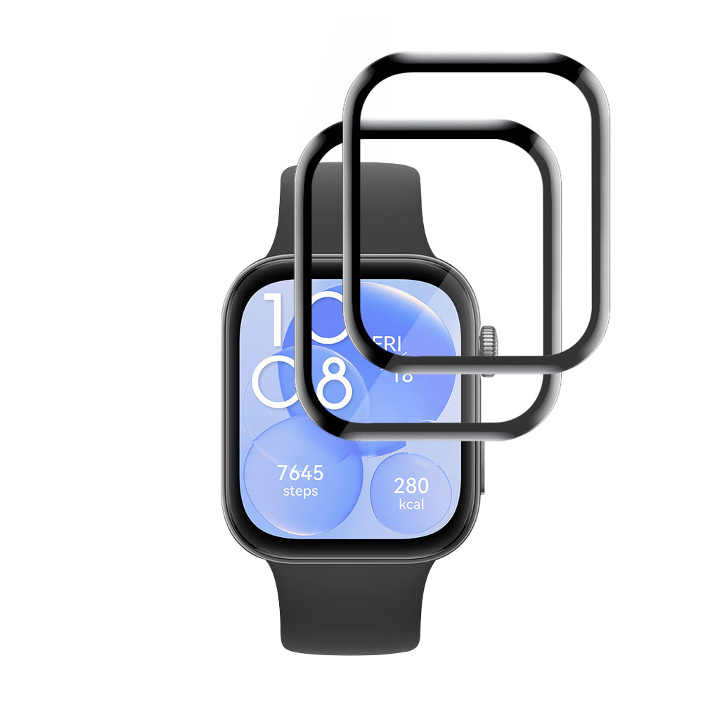 Folie de Protección Techsuit Nano Flex para Huawei Watch Fit 3, Set de 2 piezas, Plástico, Negra