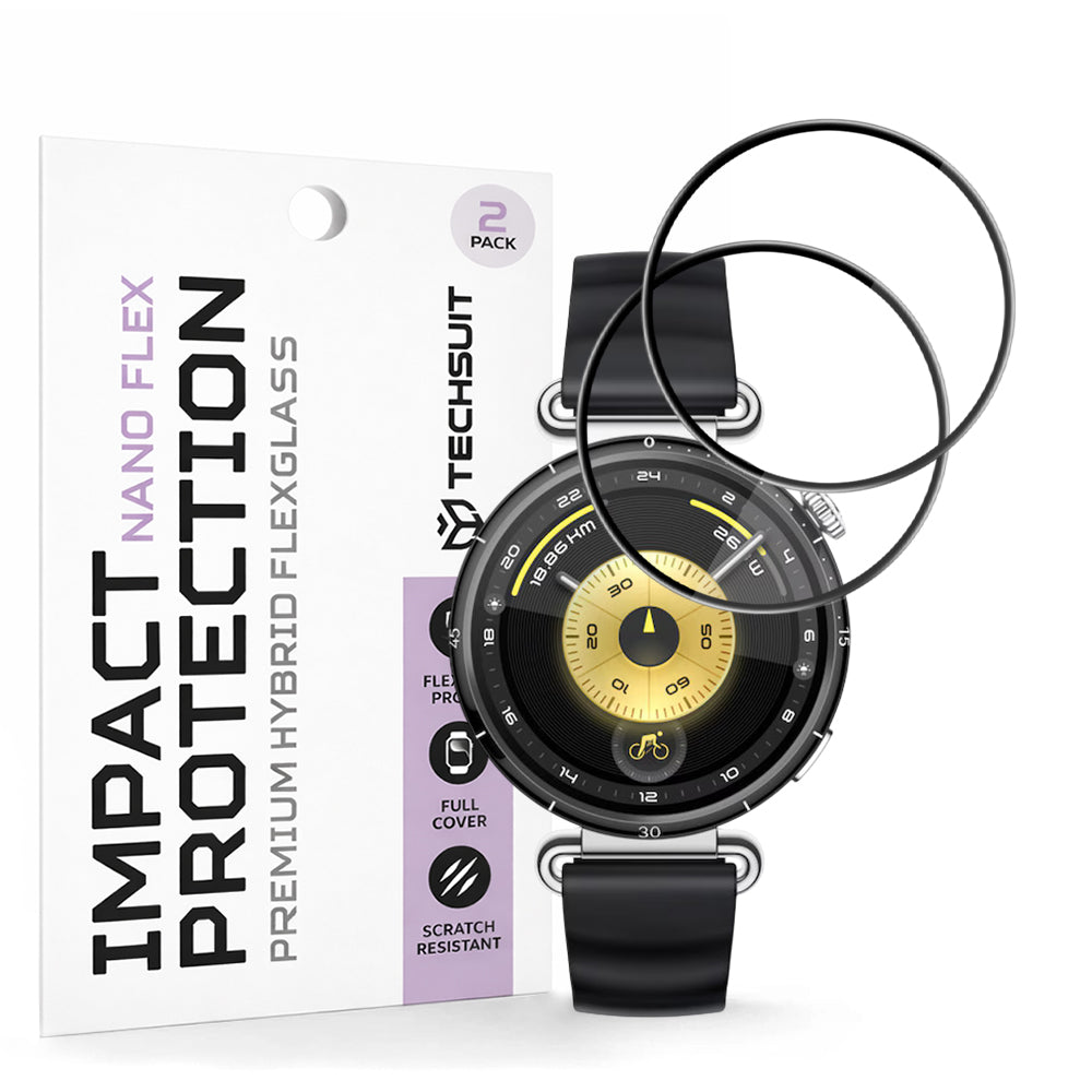 Folie Protección Techsuit Nano Flex para Huawei Watch GT 6 41mm, Set 2 piezas, Plástico, Negra