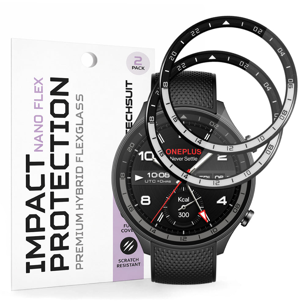Folie de Protección Techsuit Nano Flex para OnePlus Watch 2R, Set de 2 piezas, Plástico, Negra