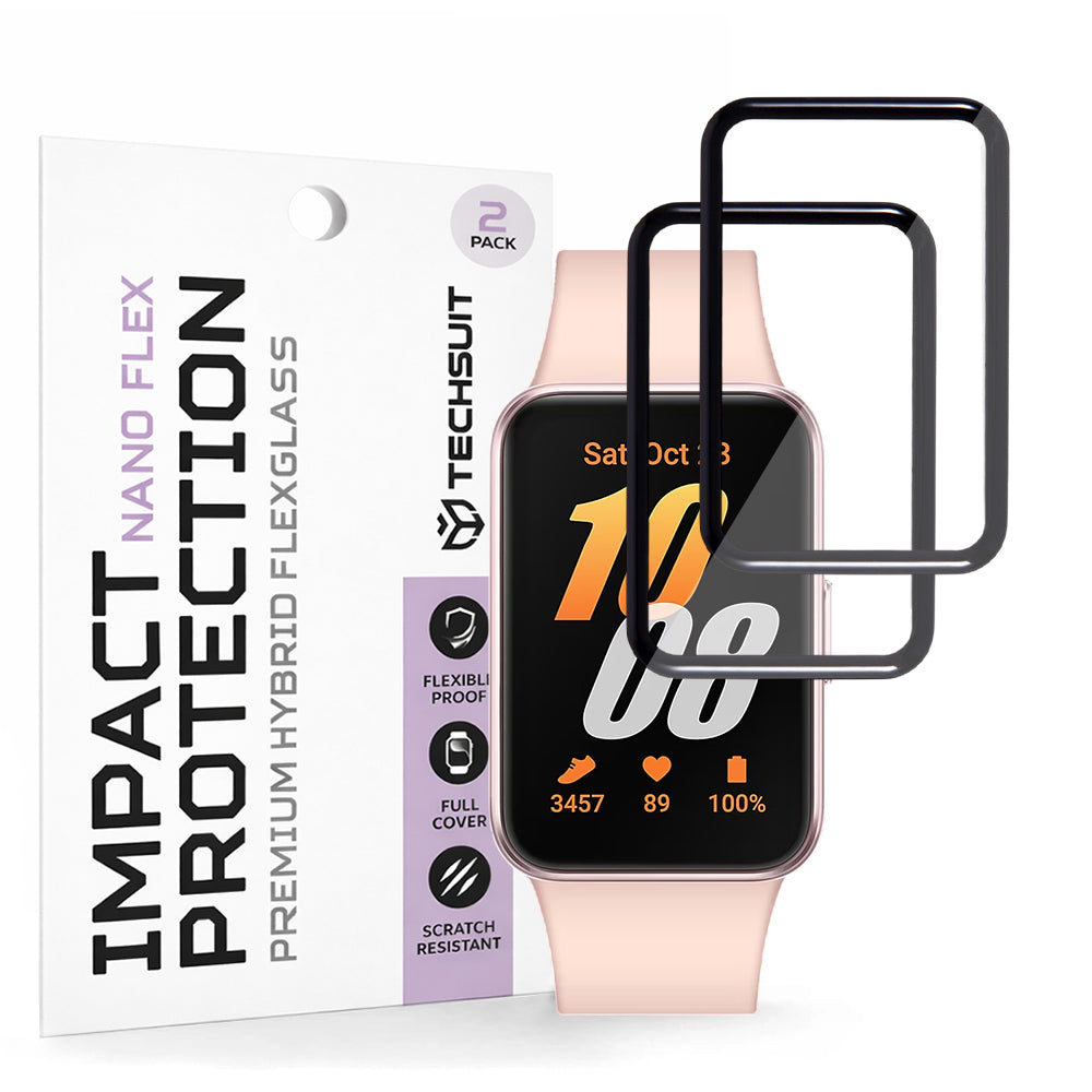 Protector Techsuit Nano Flex para Samsung Galaxy Fit3 R39M, Set de 2 piezas, Plástico, Negro