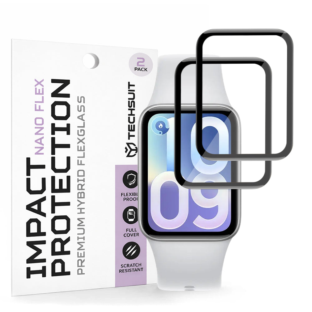 Protector Techsuit Nano Flex para Xiaomi Smart Band 10 Pro, Set de 2 piezas, Plástico, Negro