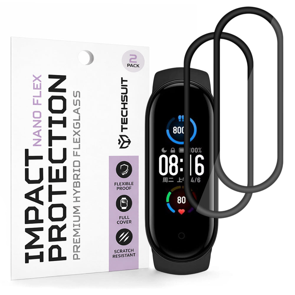 Folie Protectie Techsuit Nano Flex para Xiaomi Smart Band 6 / 5, Set 2 piezas, Plástico, Negra
