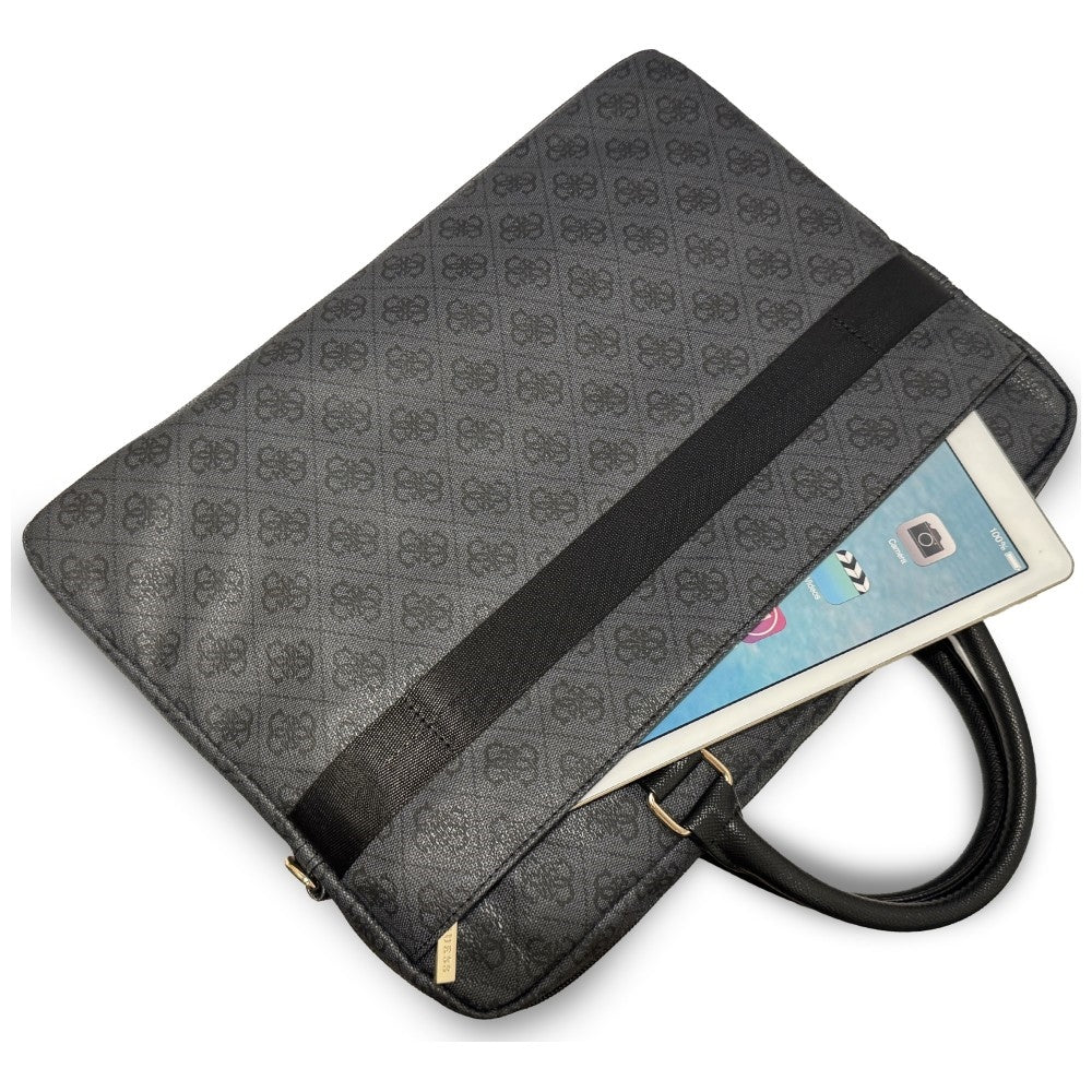 Bolso Guess 4G Round Classic Logo para Laptop 16 pulgadas, Negro