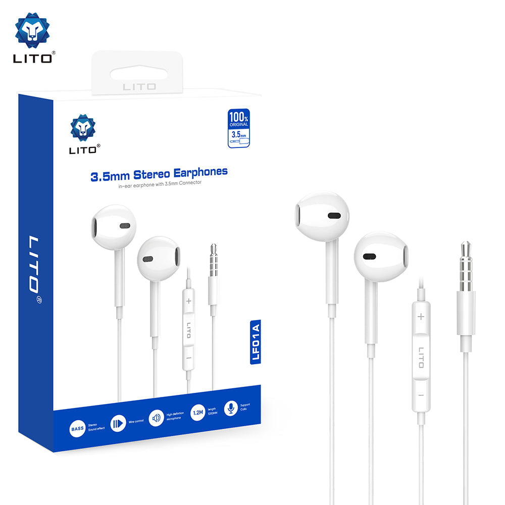 Handsfree 3.5mm Lito LF01A, Blanco
