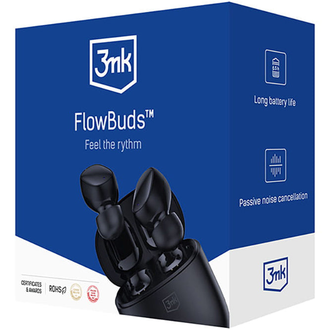 Manos libres Bluetooth 3MK FlowBuds, TWS, Negro