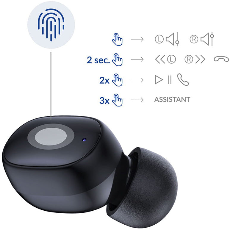 Manos libres Bluetooth 3MK FlowBuds, TWS, Negro