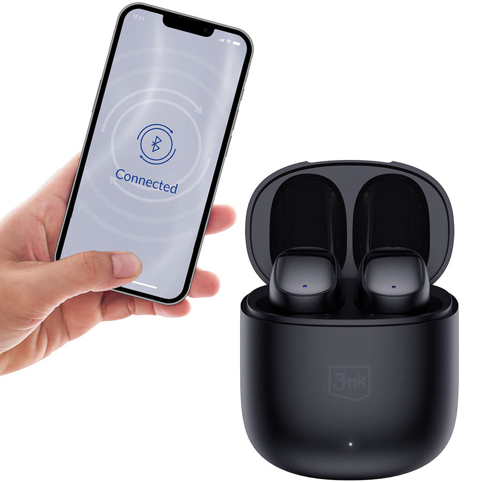 Manos libres Bluetooth 3MK FlowBuds, TWS, Negro