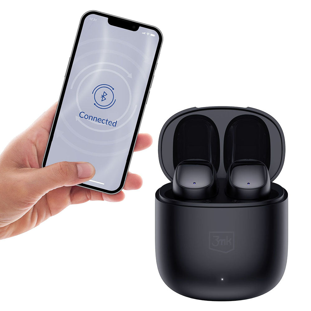 Manos libres Bluetooth 3MK FlowBuds, TWS, Negro