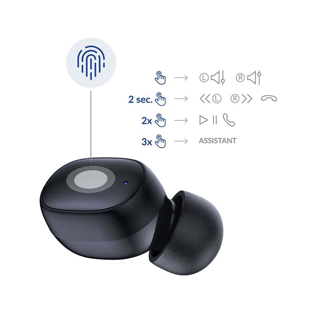 Manos libres Bluetooth 3MK FlowBuds, TWS, Negro