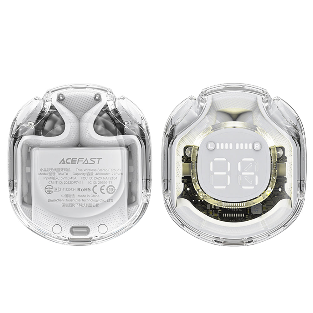 Manos libres Bluetooth Acefast T8, TWS, Blanco