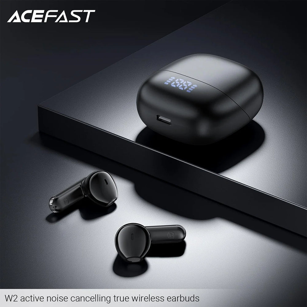 Manos libres Bluetooth Acefast W2, TWS, Negro