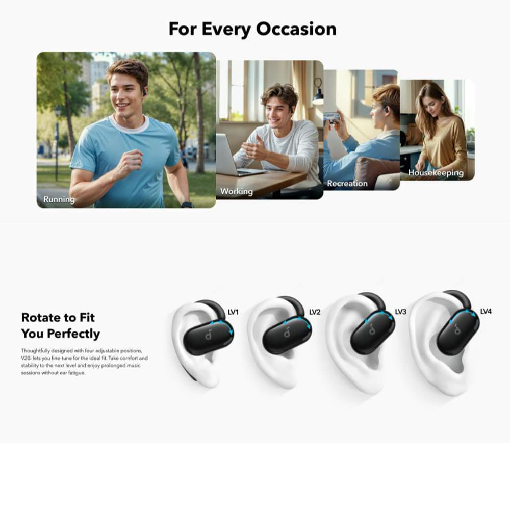 Manos libres Bluetooth Anker SoundCore V20i, TWS, Blanco A3876G21
