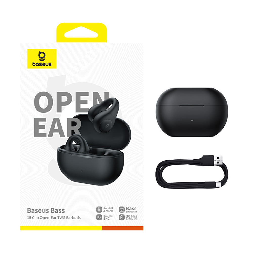 Handsfree Bluetooth Baseus Bass 15 Clip, TWS, Negro A00079500113-00
