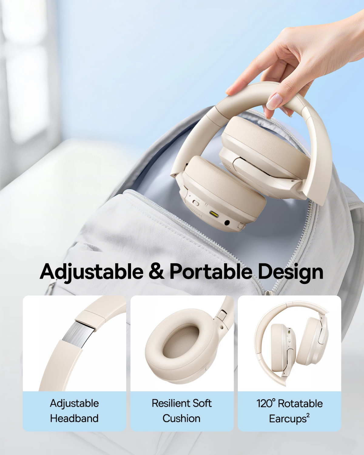 Manos libres Bluetooth Baseus BH1 Lite, A2DP, blanco A0203C02