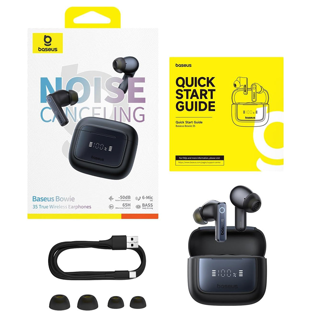 Handsfree Bluetooth Baseus Bowie 35, TWS, Negro A00073800123-00