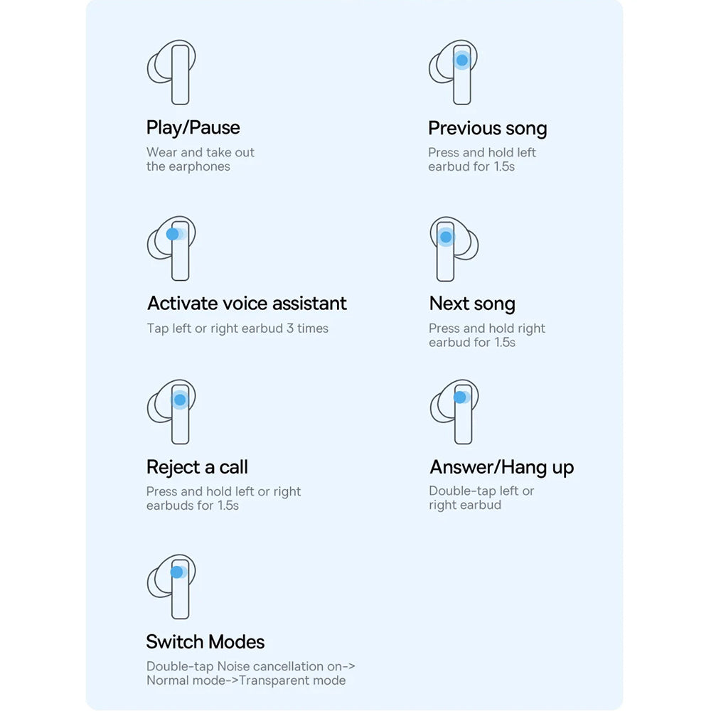 Handsfree Bluetooth Baseus Bowie M2, TWS, Blanco A00024000221-Z1