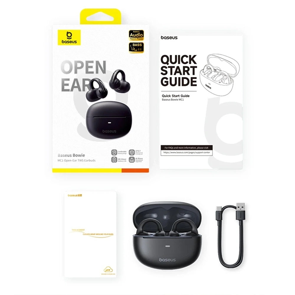 Manos libres Bluetooth Baseus Bowie MC1, TWS, Negro A00083501126-00