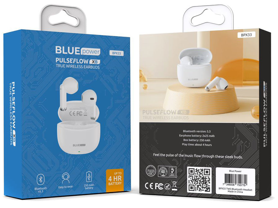 Handsfree Bluetooth Blue Power BPX33, TWS, Blanco