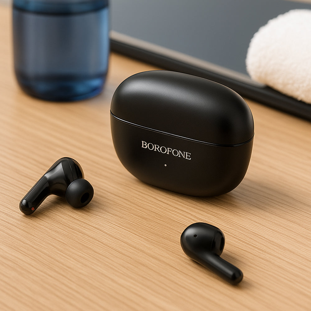 Manos libres Bluetooth Borofone FQ1 Shine, TWS, Negro