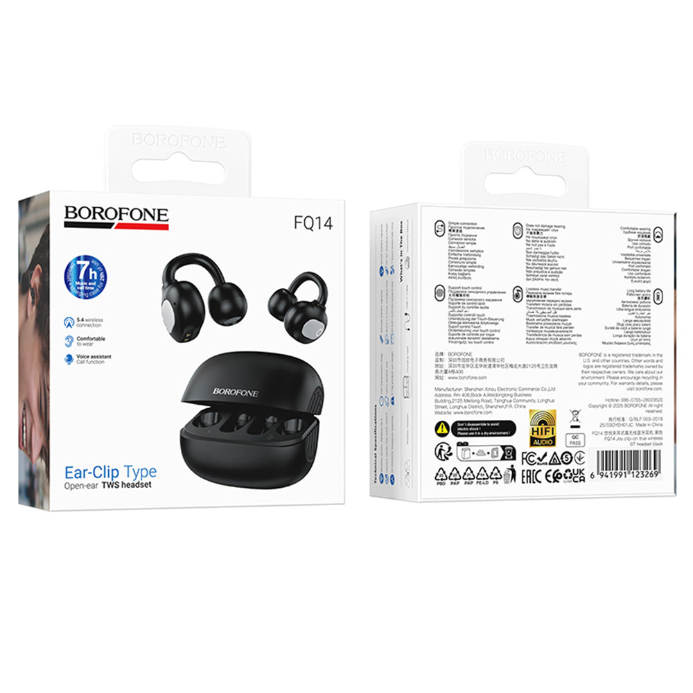 Manos libres Bluetooth Borofone FQ14 Joy, TWS, Negro