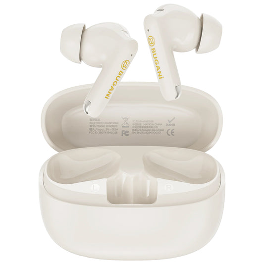 Manos libres Bluetooth Bugani Freebuds B20, TWS, ANC, Crema Claro