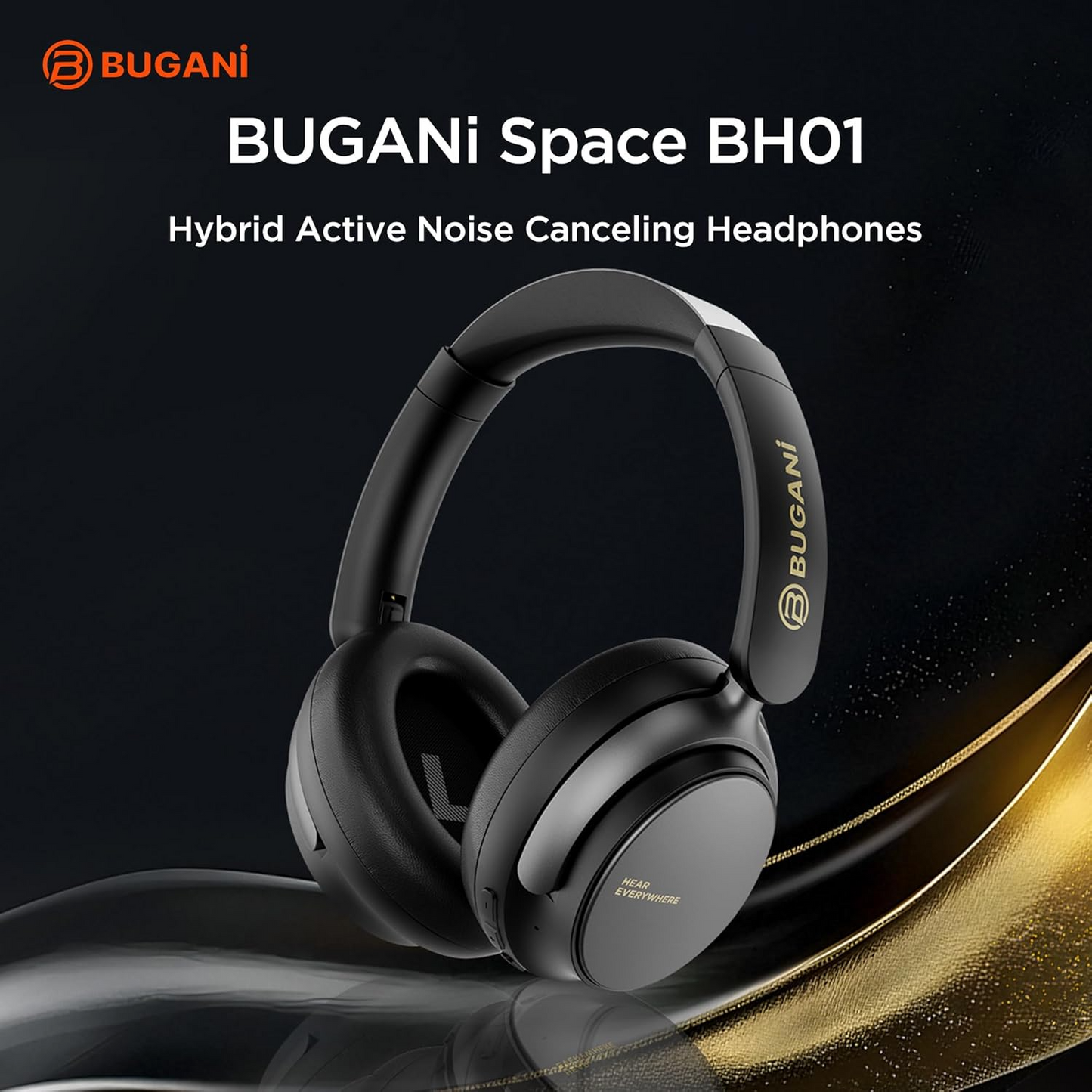 Manos libres Bluetooth Bugani Space BH01, MultiPoint, A2DP, ANC, Negro
