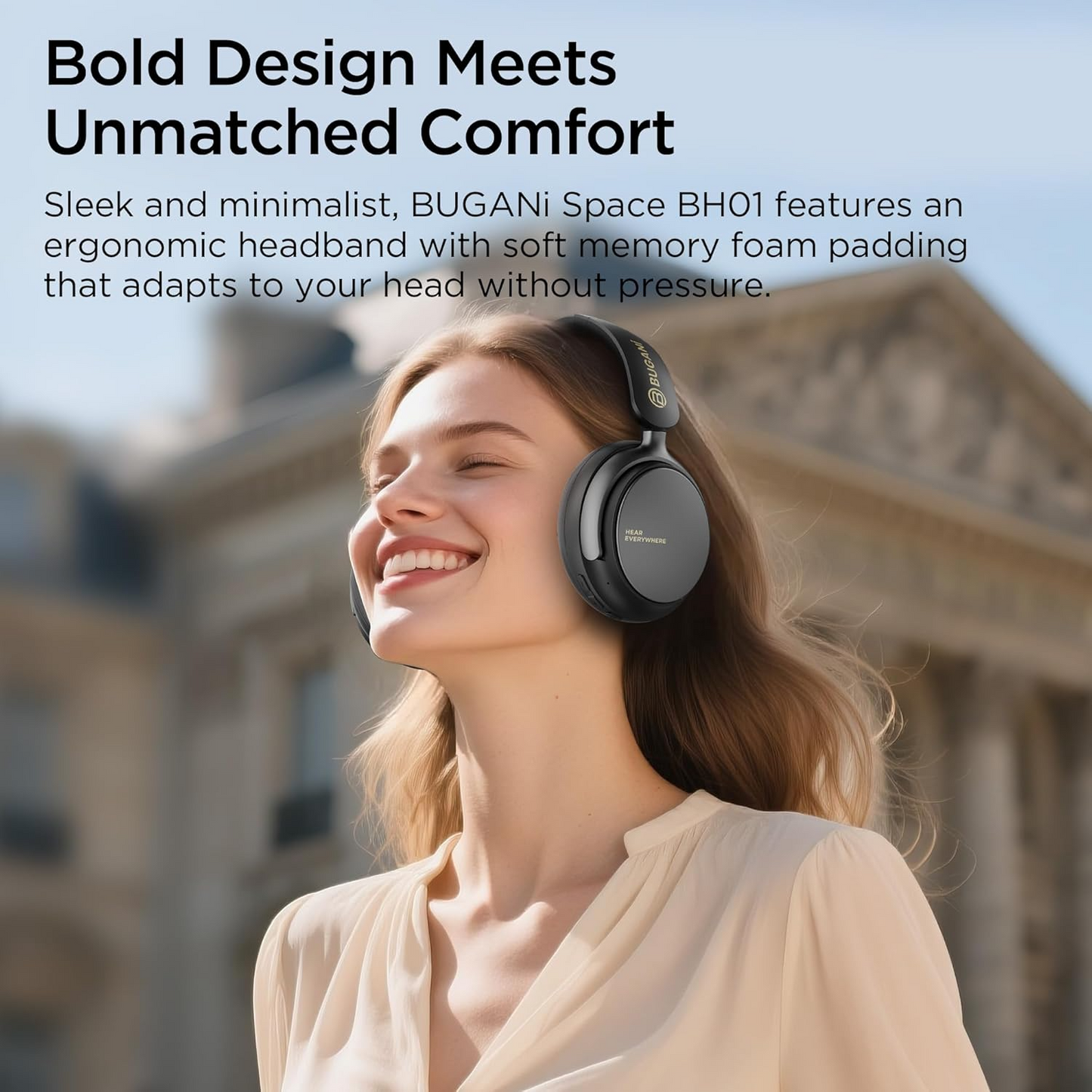 Manos libres Bluetooth Bugani Space BH01, MultiPoint, A2DP, ANC, Negro