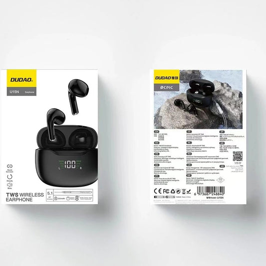 Manos libres Bluetooth Dudao U15N, TWS, Negro