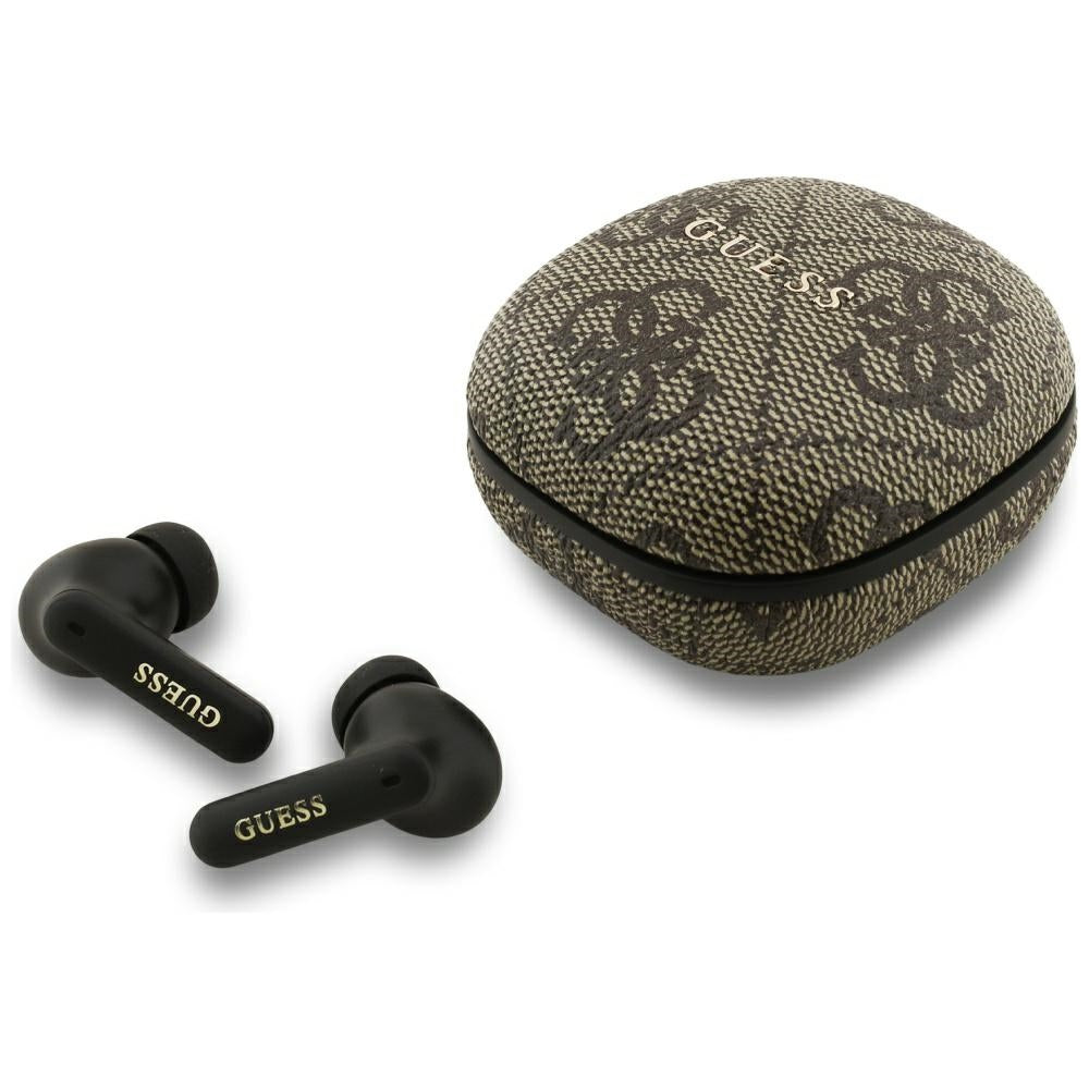 Manos libres Bluetooth Guess 4G Classic Metal Logo, TWS, Marrón